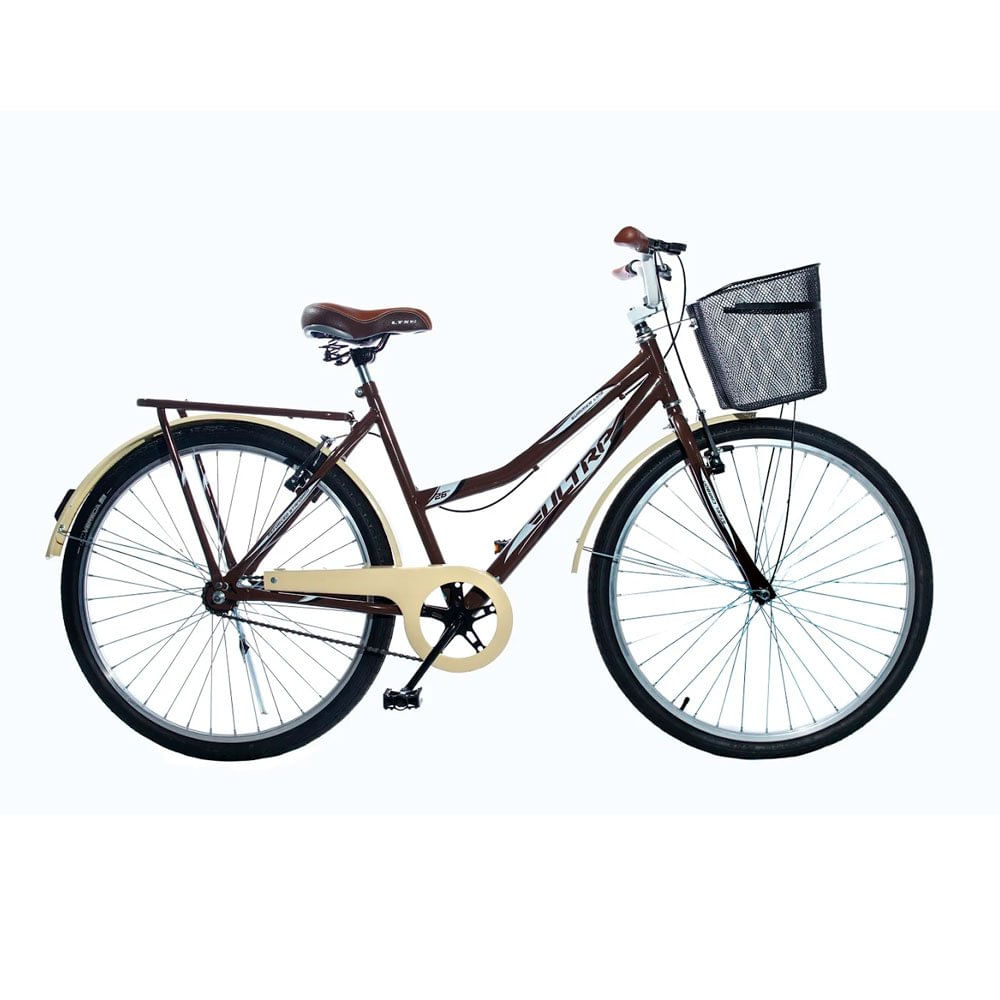 Bicicleta De Passeio Kls Retro Aro 26 Com Freios V-Brake Marrom Com Bege