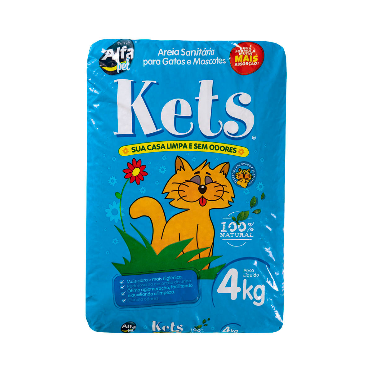 Areia Sanitária Para Gatos E Mascotes Kets 4Kg