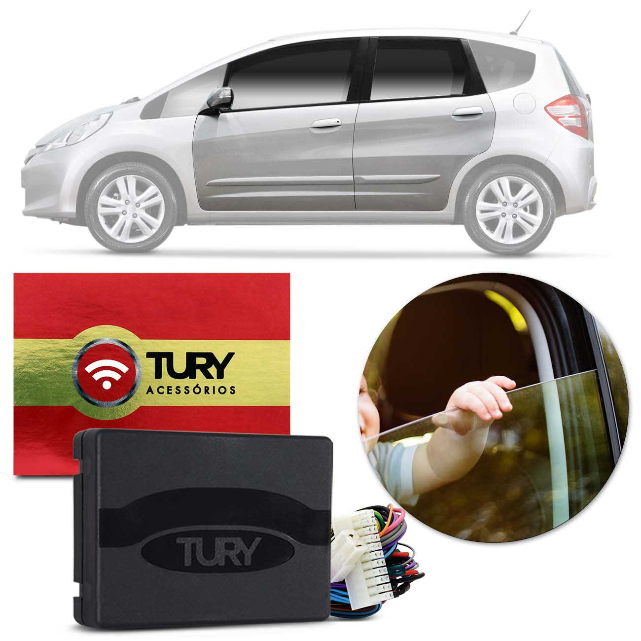 Módulo Vidro Elétrico Honda Fit 09 A 14 City 10 A 14 4 Portas Antiesmagamento Tury Pro 4.8 A
