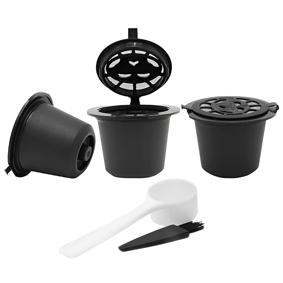 Kit 3 Cápsulas Reutilizáveis Café Chá Filtro Preto