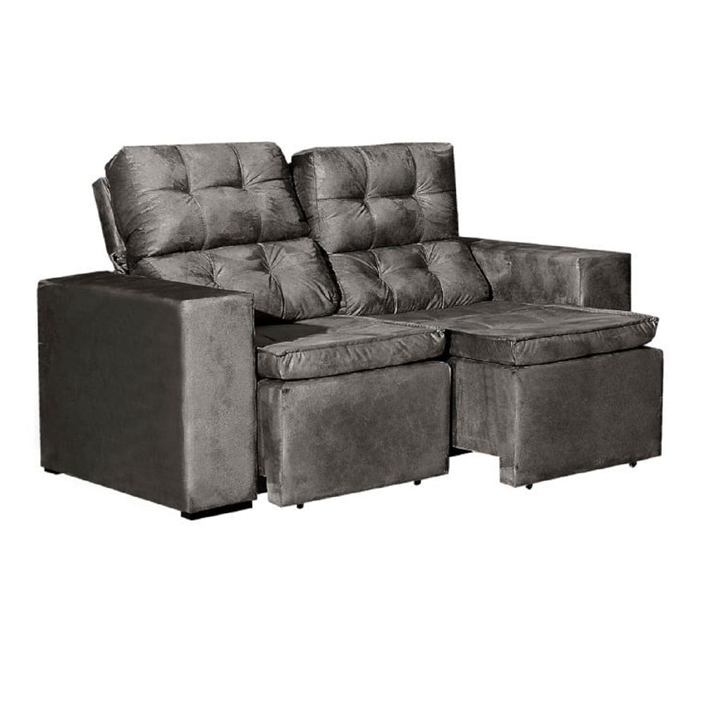 Sofá Bom Pastor Malibu Retrátil E Reclinável 2 Lugares Com Pillow Top Em Tecido Suede - Marrom