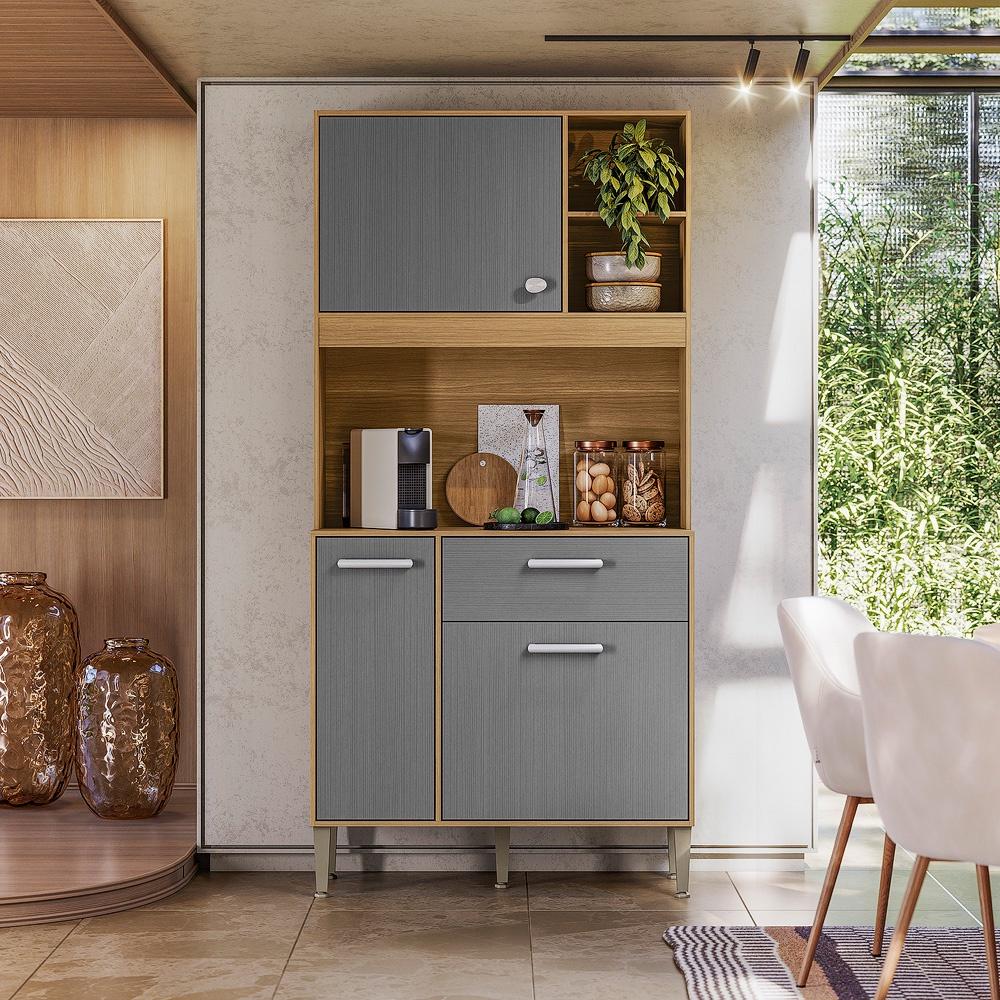 Armário De Cozinha Compacto Zen 3 Portas 1 Gaveta Com Nicho