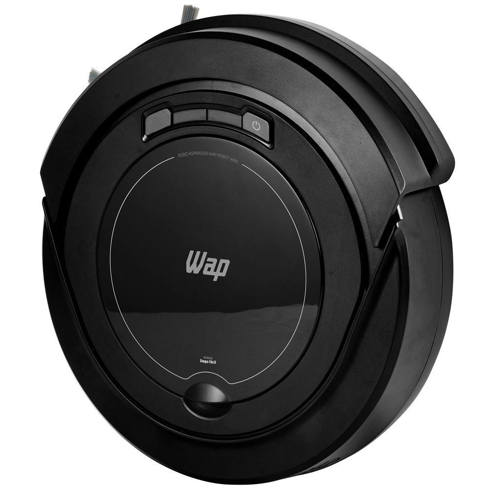 Imagem Aspirador Robô Aspira, Passa Pano, Varre Wap W90 Preto Autonomia De Até 1H40 3 Modos De Limpeza Filtro Lavável Bivolt