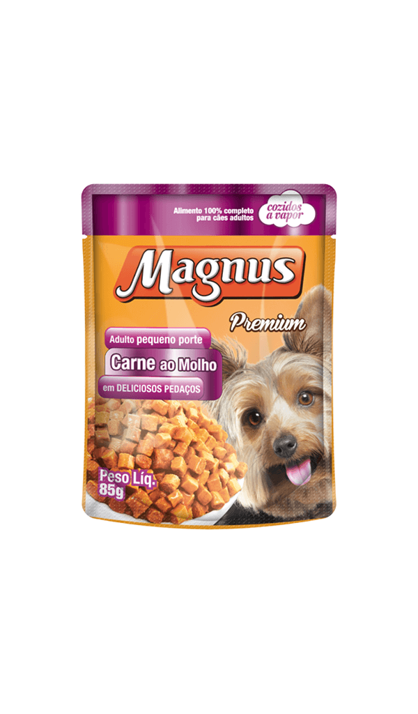 Ração Magnus Sache Cães Pequeno Porte Sabor Carne Ao Molho 85Gr