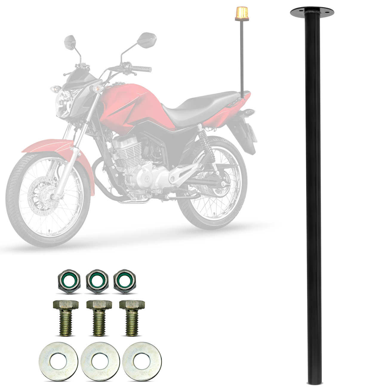 Haste De Ferro Para Moto Giroled Giroflex Universal Preta
