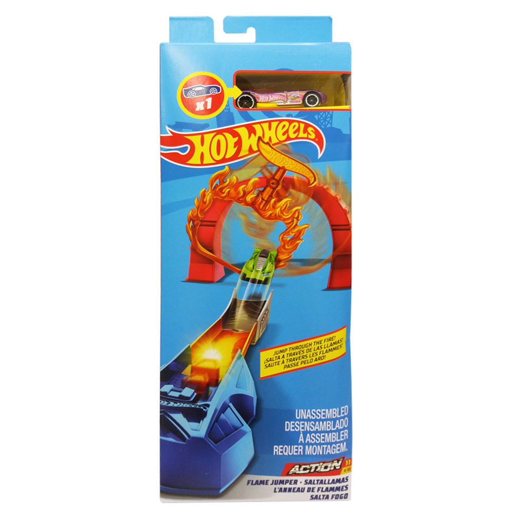 Pista E Veículo Hot Wheels Track Builder Salta Fogo - Mattel