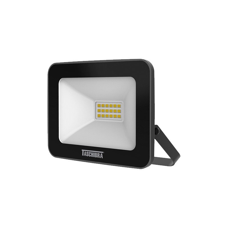 Refletor Taschibra Tr Led 20 Slim 20W Preto 3000K Luz Amarela Bivolt