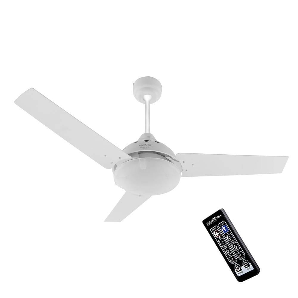 Ventilador De Teto Britania Cancun Bvt02b, Controle Remoto, 3 Vel, 126W, Branco - 220V