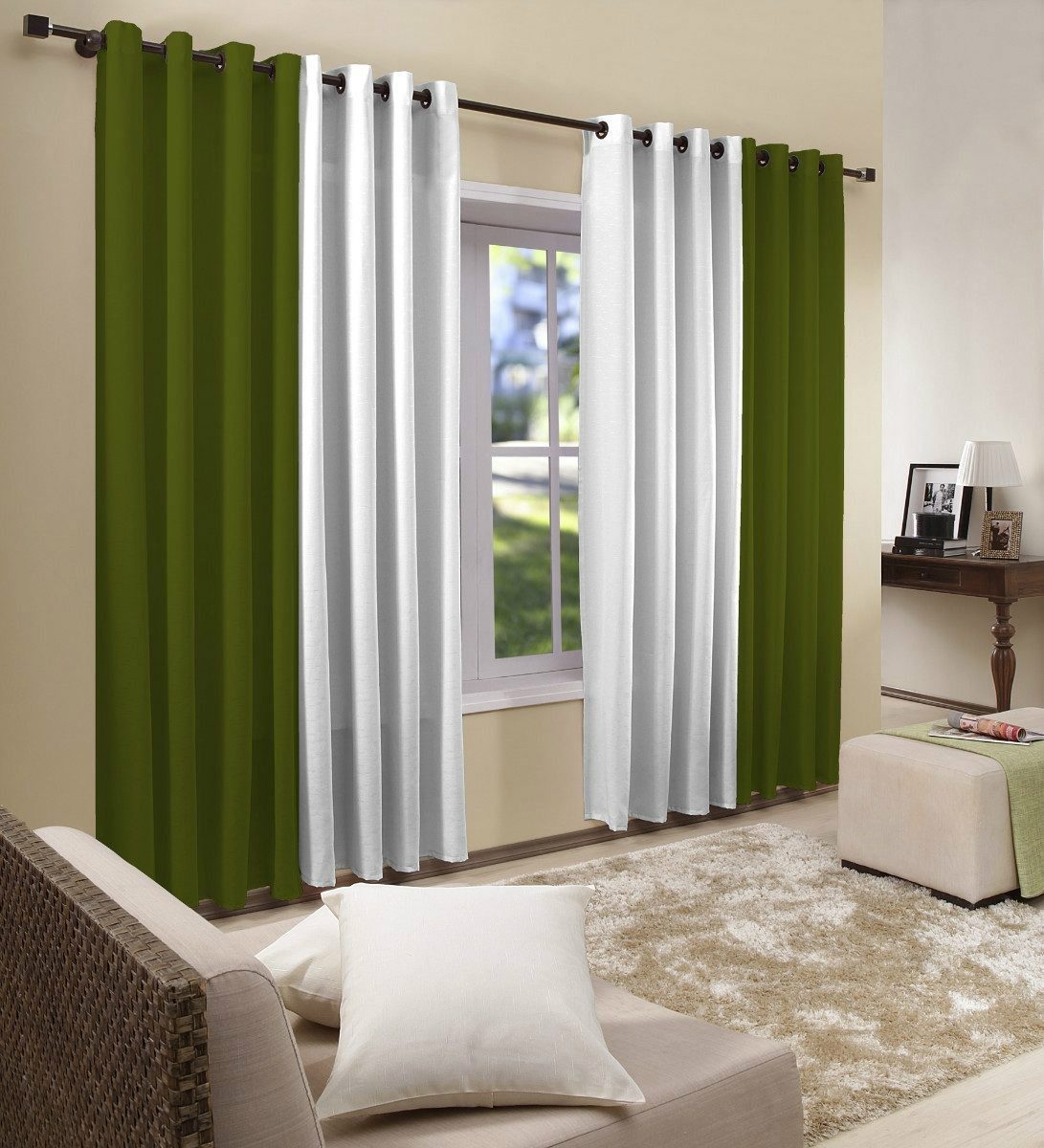 Cortina Para Sala 4,00X2,50 Bicolor Verde | Admirare