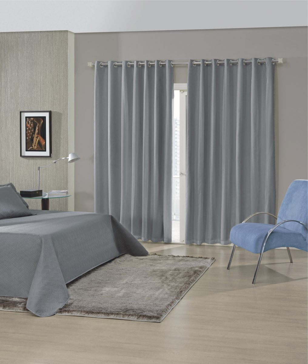 Cortina Blackout De Sala E Quarto Em Tecido 3,00 X 2,50 Cinza | Admirare