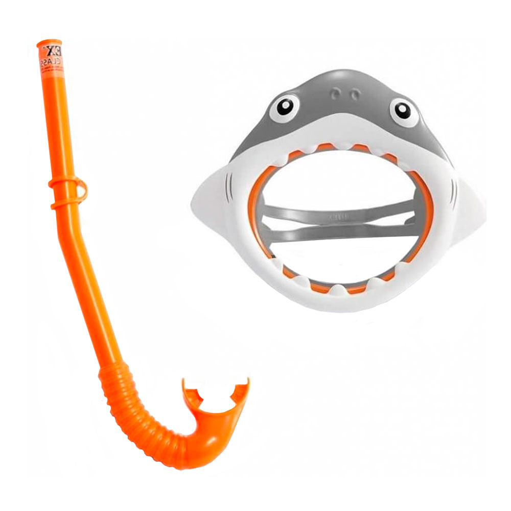 Máscara De Mergulho Com Snorkel Tubarão Divertido - Intex