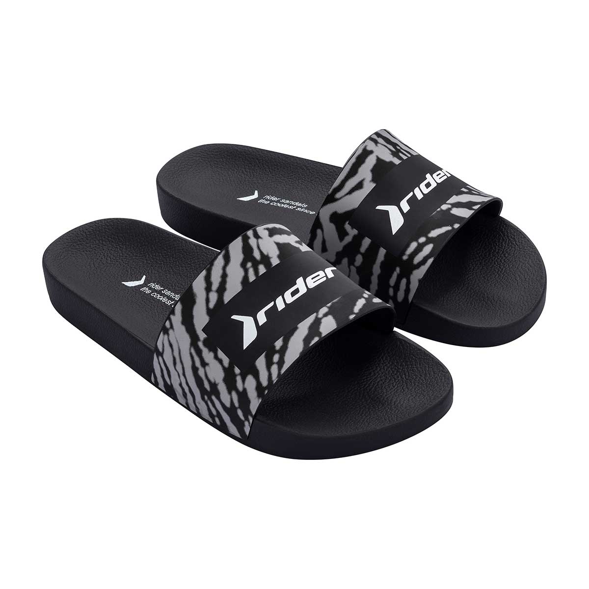 Chinelo Rider Adulto Full 86 Slide Preto/Cinza/Branco 37/38