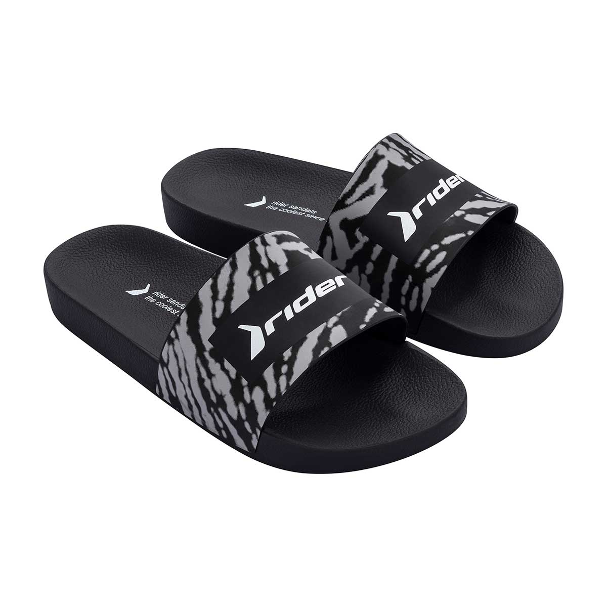 Chinelo Rider Adulto Full 86 Slide Preto/Cinza/Branco 39