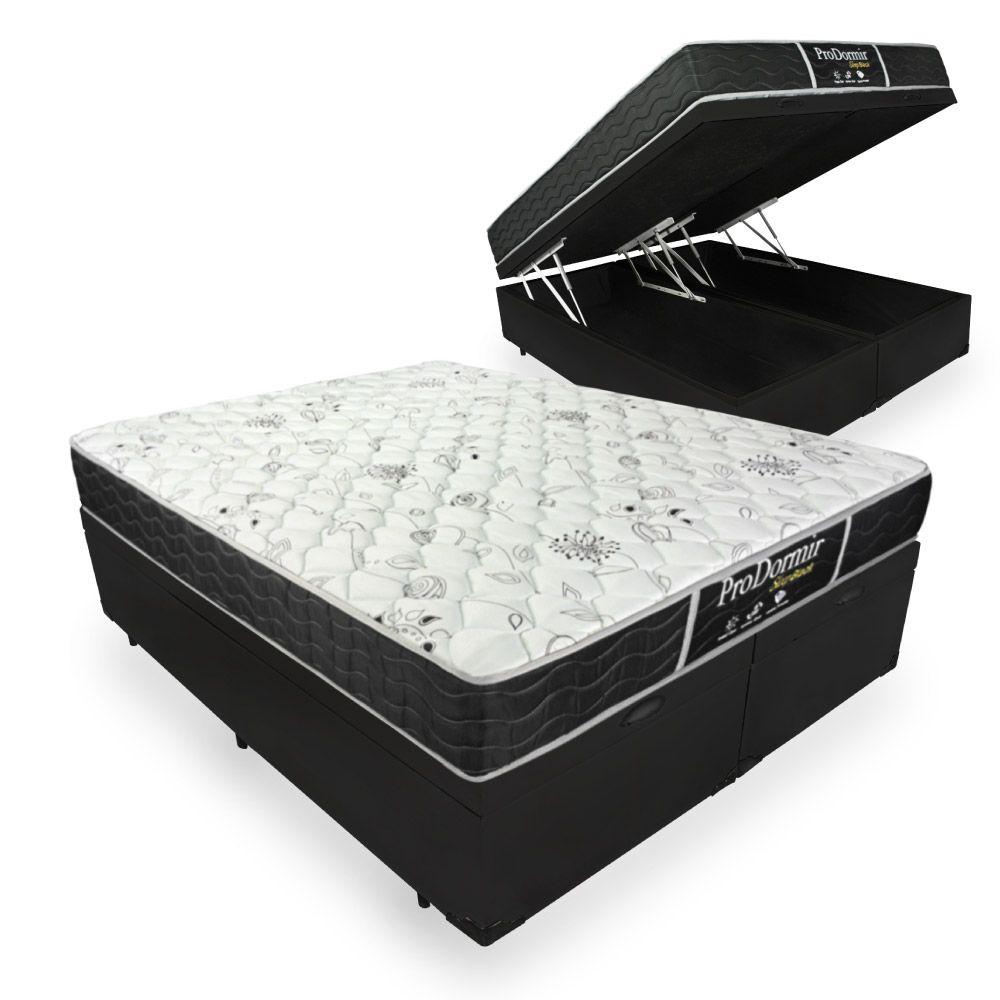 Cama Box Com Baú Queen + Colchão De Molas - Ortobom - Physical Nanolastic 158X198x65cm