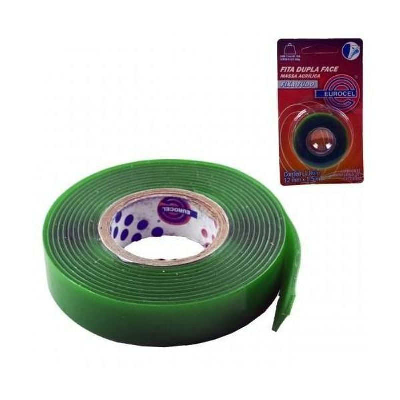 Fita Dupla Face 12 Mm X 1,5 M Massa Acrílica Eurocel