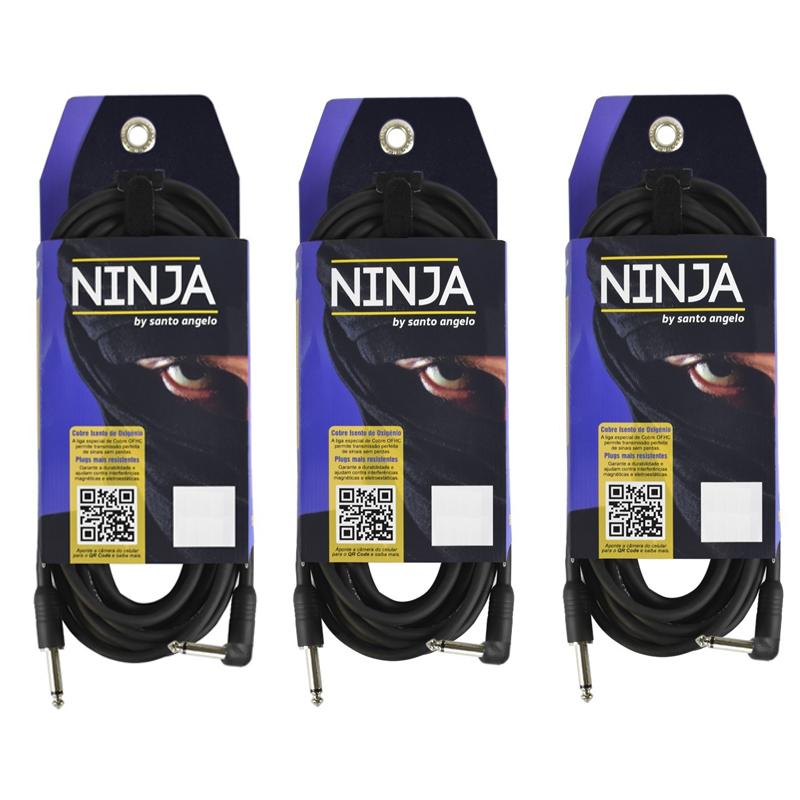 Kit 3 Cabos Instrumento Santo Angelo Ninja L 15Ft 4,5M P10