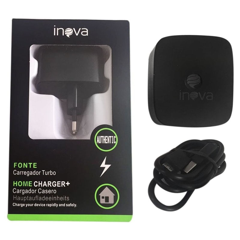 Carregador Celular Bivolt V8 Turbo K02 Com Cabo Inova