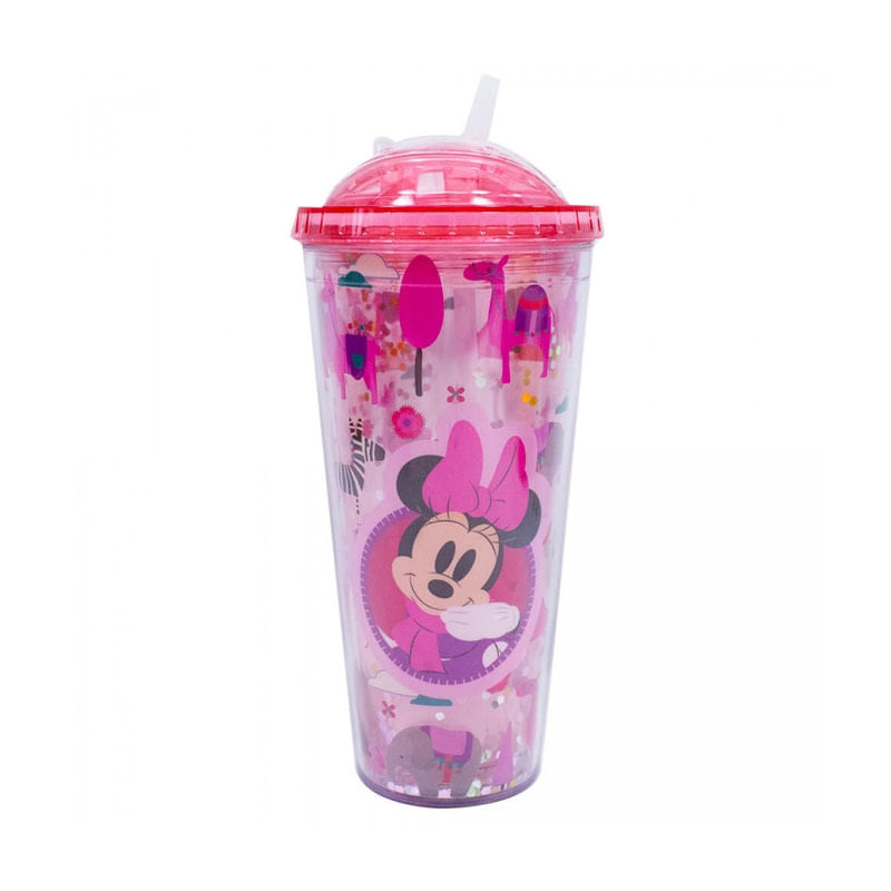 Copo Disney Minnie Com Cubos De Gelo 600 Ml Acrílico