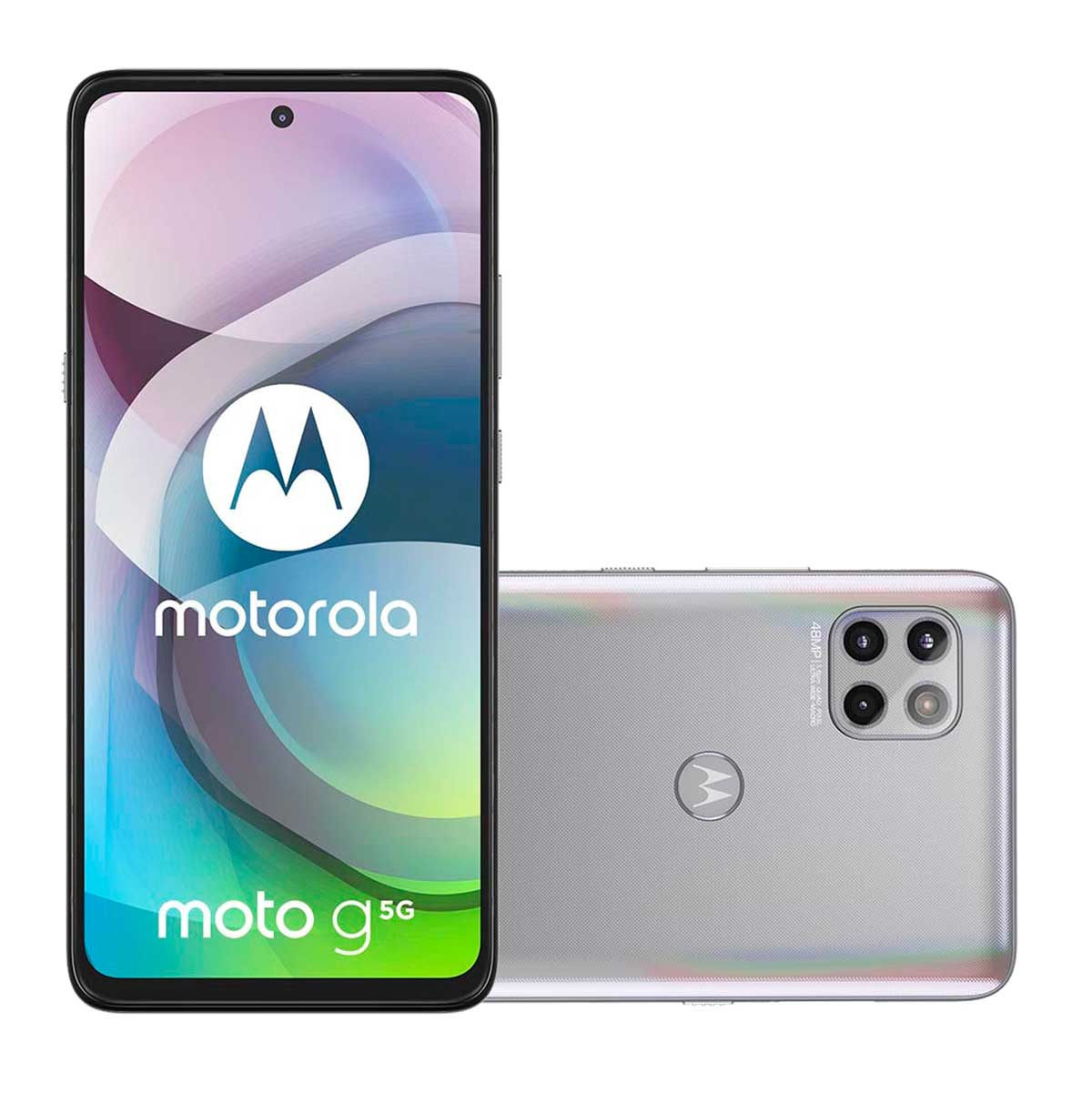 Smartphone Motorola Moto G 5G 128Gb Prata Prisma Tela 6.7" Câmera Tripla 48Mp Selfie 16Mp Dual Chip Android 10
