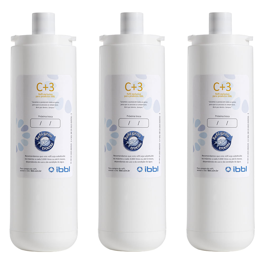 Kit Com 3 Refil Filtro Ibbl C+3 Para Purificador De Água Immaginare, Fr600 E Outros - Original