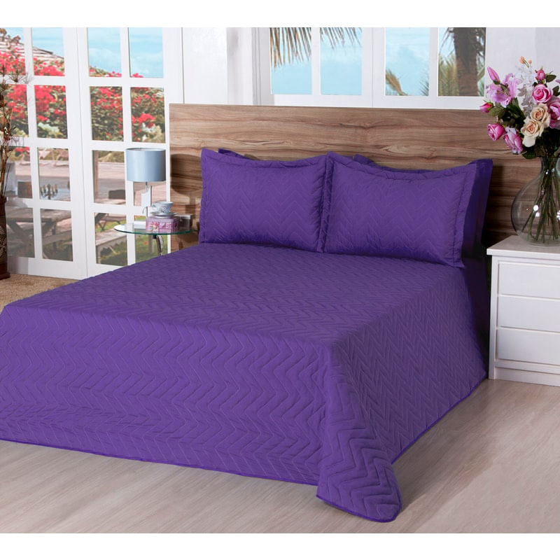 Cobreleito Microfibra Casal 03 Pçs Lilás