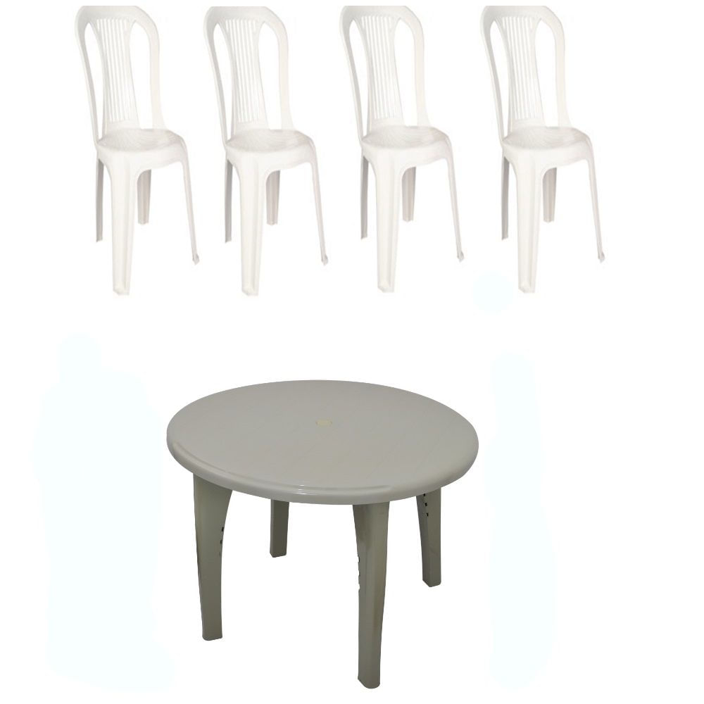 Conjunto Mesa Mariana E 4 Cadeiras Bistro Branca Antares