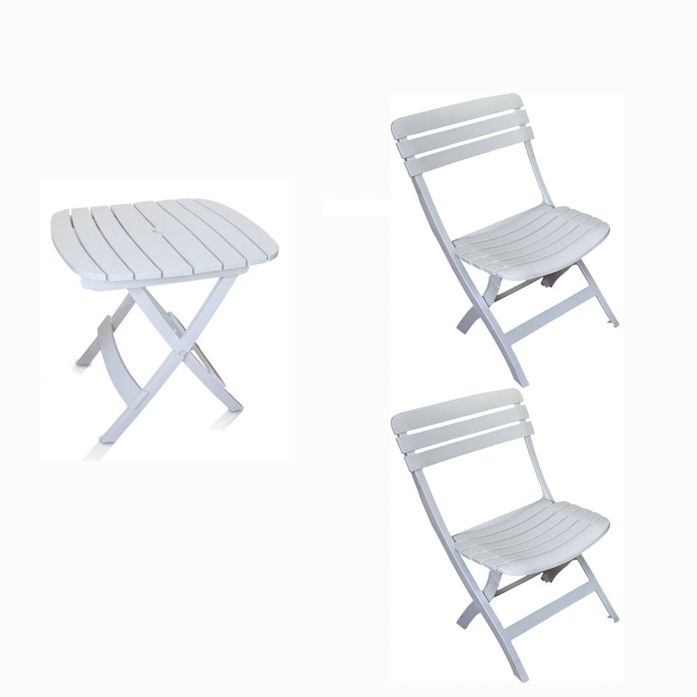 Conjunto Mesa E 2 Cadeiras Dobrável Ripada Plástico Antares