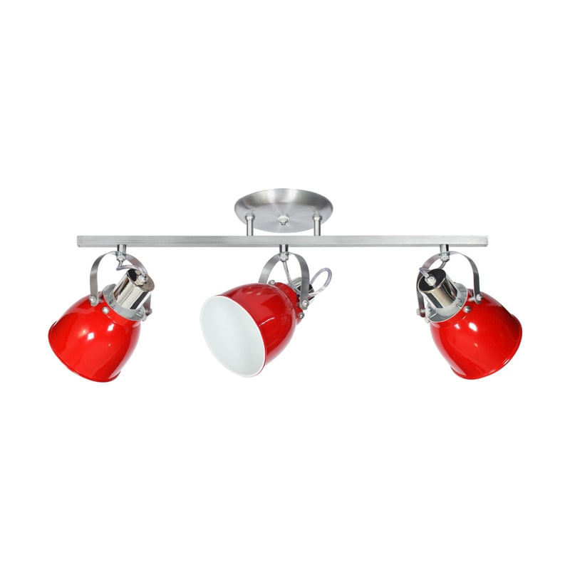 Spot Sobrepor Em Aluminio E27 547 3 Trilho Vermelho