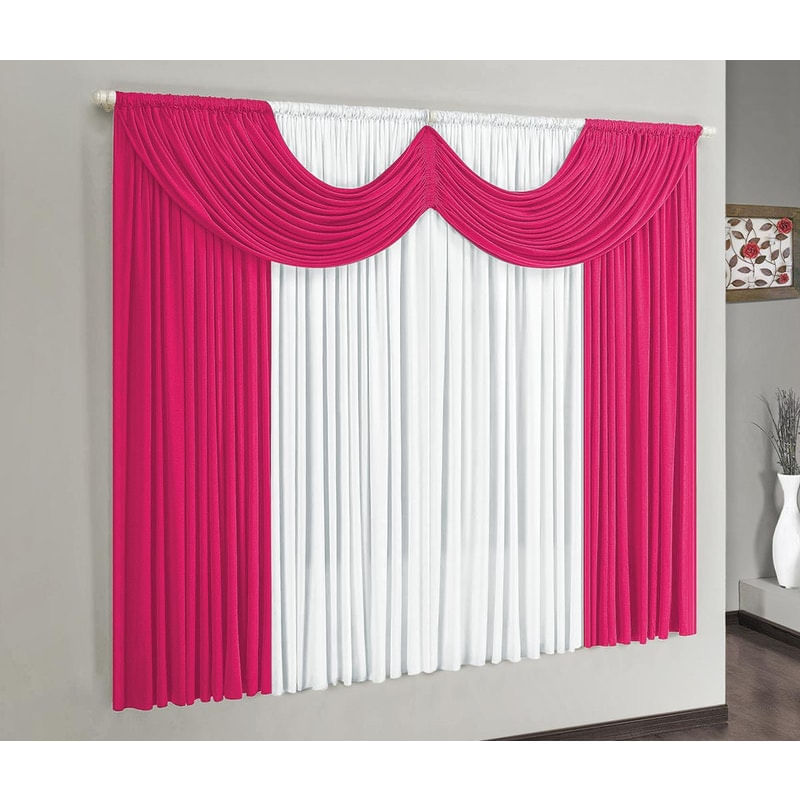 Cortina Riviera 4 Metros Pink E Branco