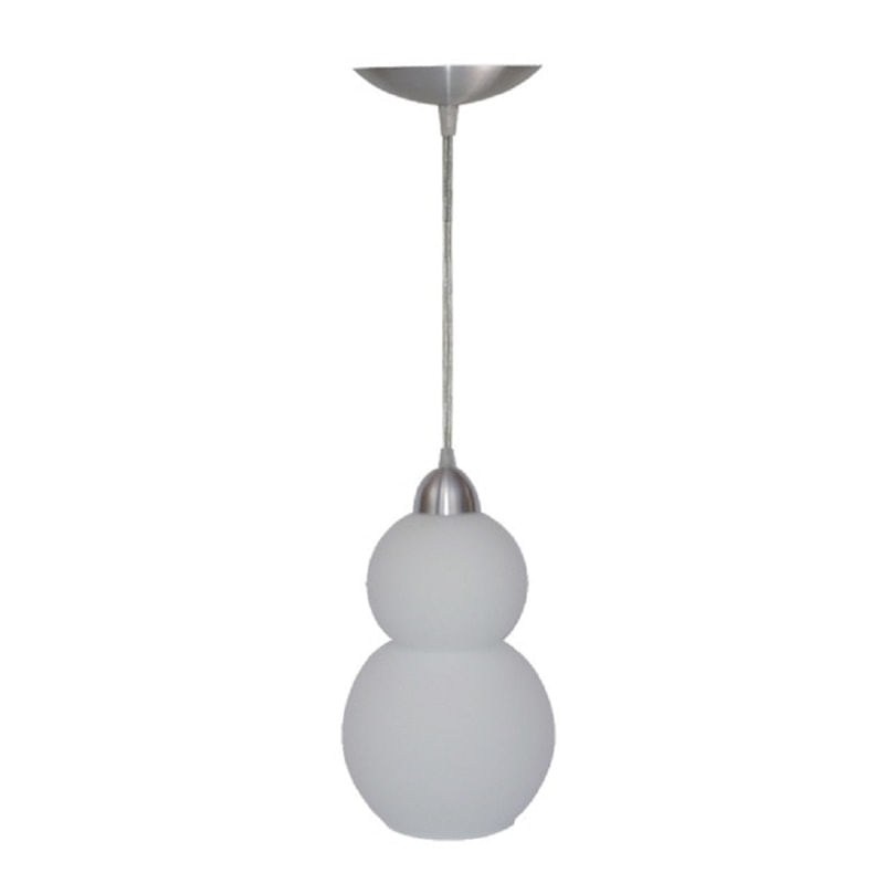 Pendente Lustre Luminária De Teto Duas Bolas Aço E Vidro