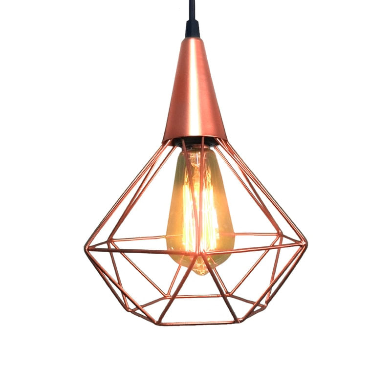 Pendente Luminária Diamante Pequeno Uni Cobre