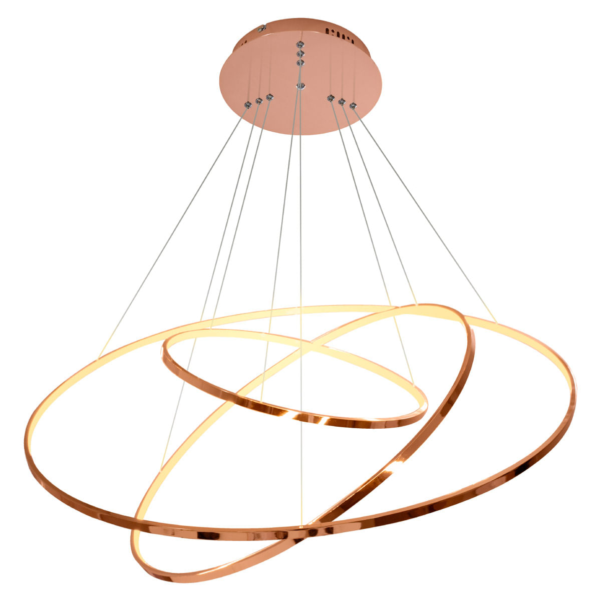 Lustre Pendente 80Cm Bella Birdie Rose Gold 3 Arco 39W Kw002e St351