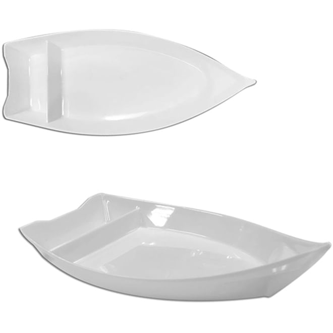 Travessa De Melamina Barco Branca Premium 26X12 Cm