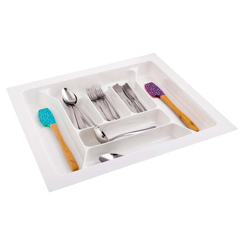 Divisoria De Talheres Para Gavetas De Cozinha - 10155 - Branca - 42,5 X 50,5Cm A 49,5 X 56,5 Cm