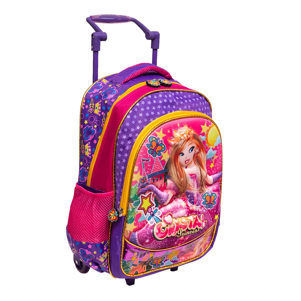 Mochila De Rodinhas Crystal Princess Vozz Grande 3D Roxa