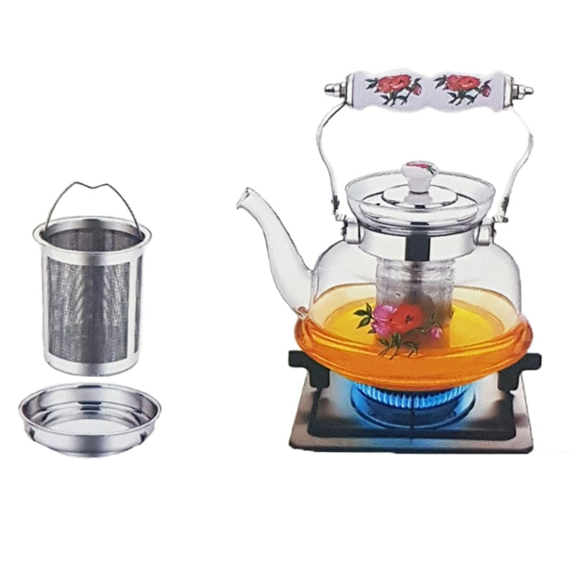 Chaleira Com Infusor De Chá 1 Litro Vidro Inox Bule