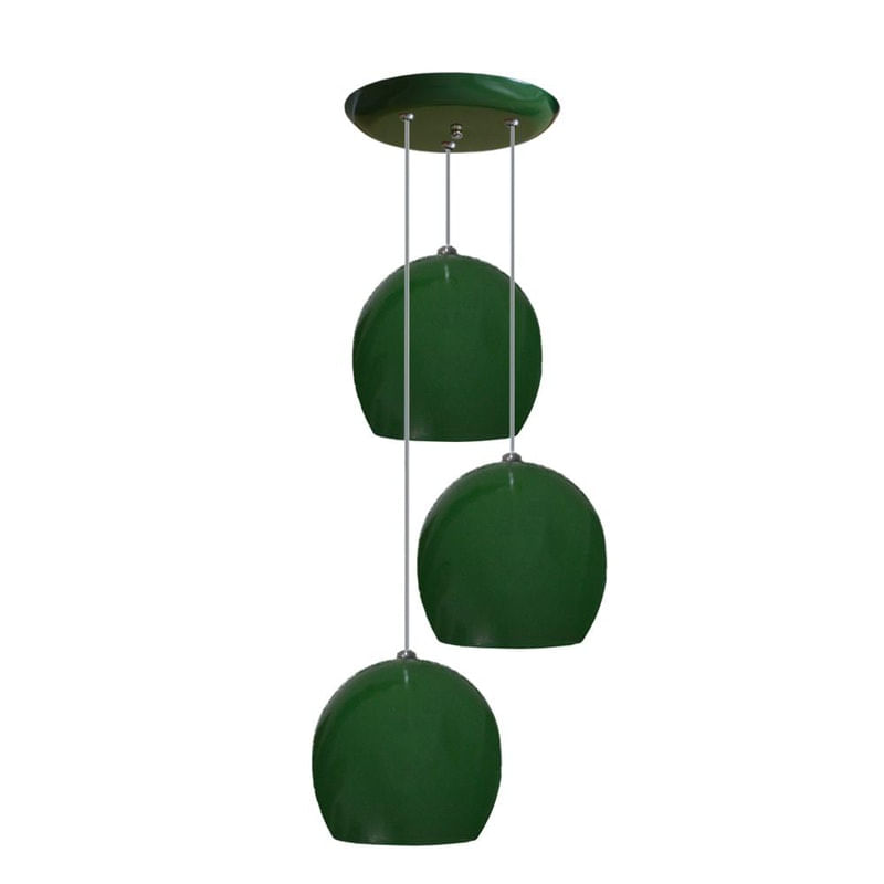 Pendente Verde Bolinha - 03 Pendentes Na Mesma Canopla