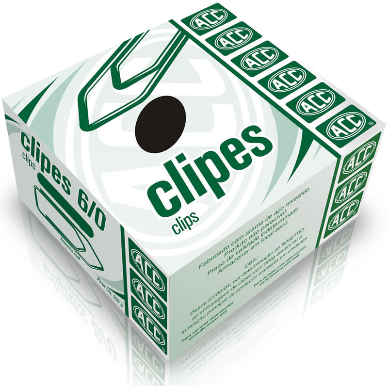 Clipes Para Papel Aço Galvanizado 6/0 Cx/500G / 212 Unidades