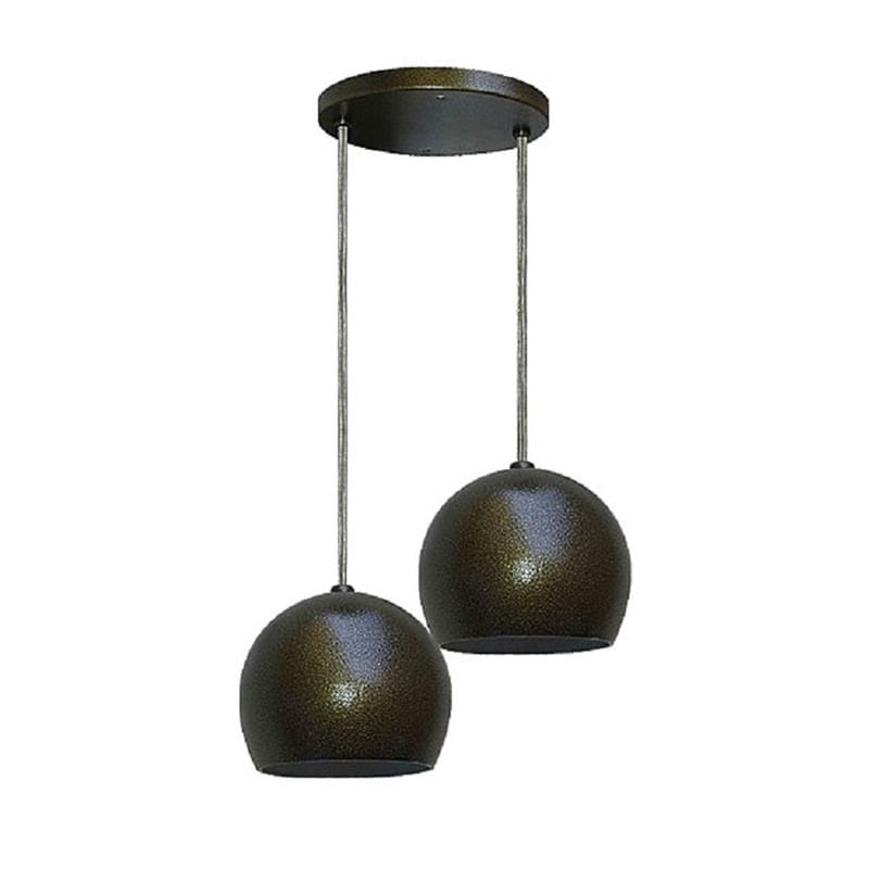 Pendente Lustre Luminária Teto Cálice Duplo Em Aço Escovado