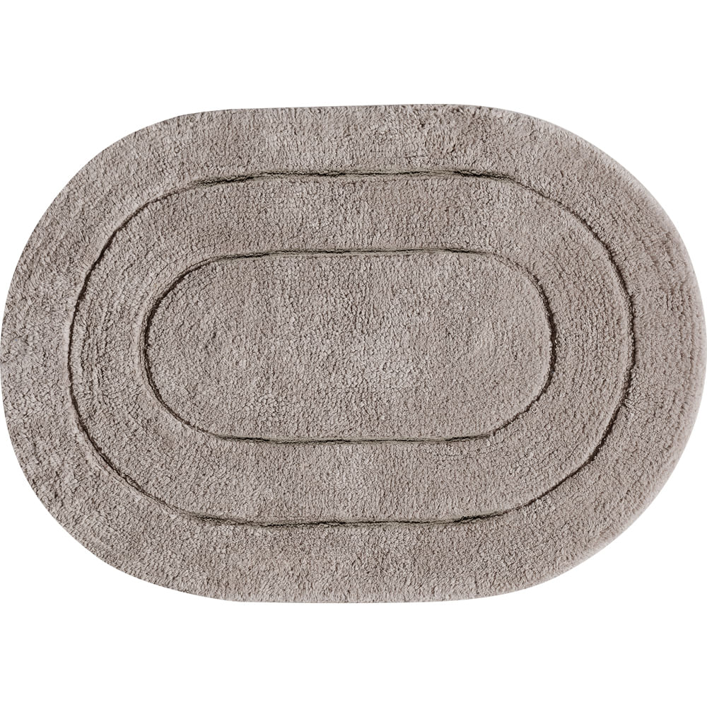 Tapete De Banheiro Algodão Oval Vizapi Erode 50X70cm Pardo Vizapi