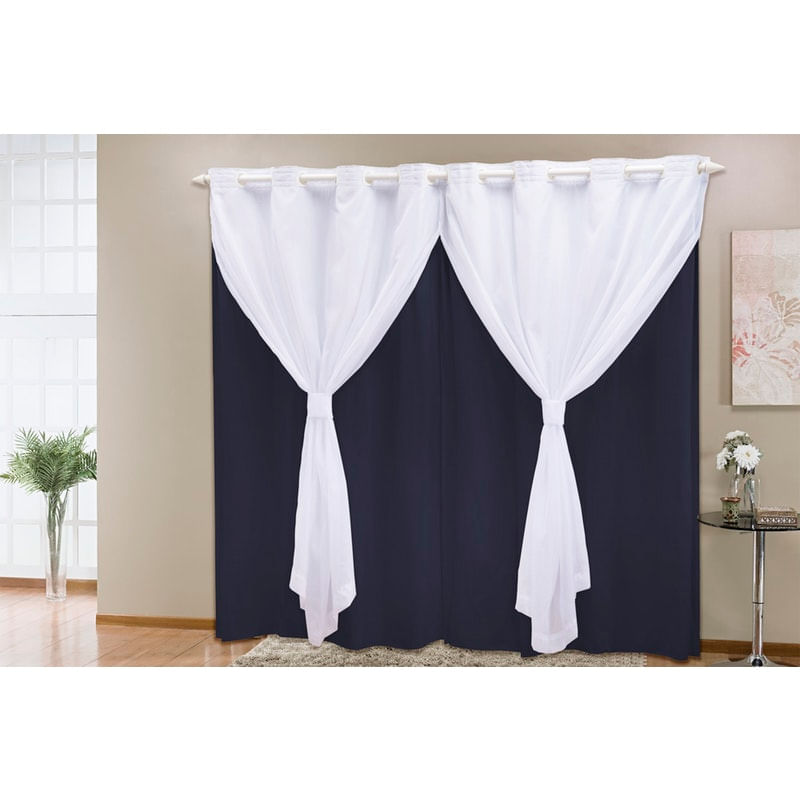 Cortina Voil Corta Luz Blackout Blecaute 4,20 X 2,50 Marinho