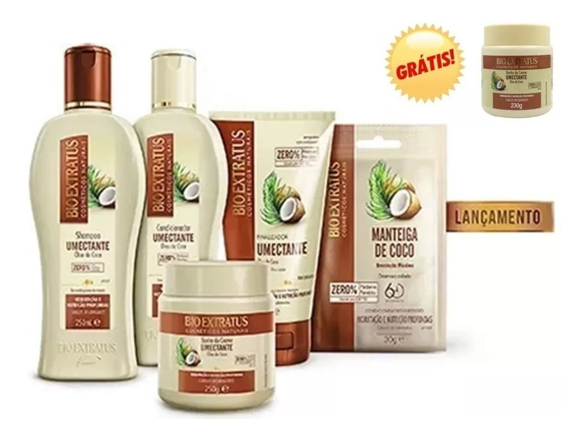 Kit Completo 5 Produtos Óleo De Coco Bio Extratus + Brinde