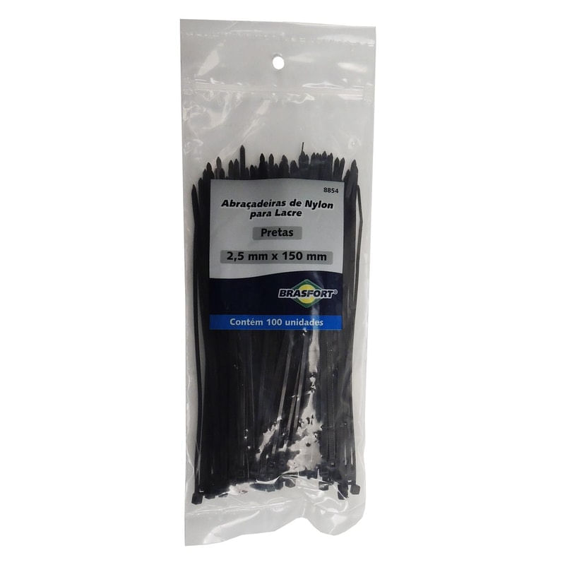 Abraçadeira Nylon 2,5Mm X 150Mm Preta Com 100 Unidades