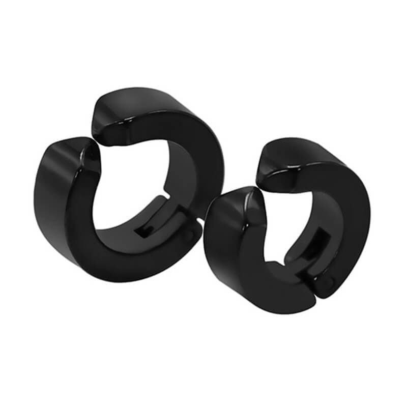 Brinco Masculino Argola Preto Falso Alargador 1 Par