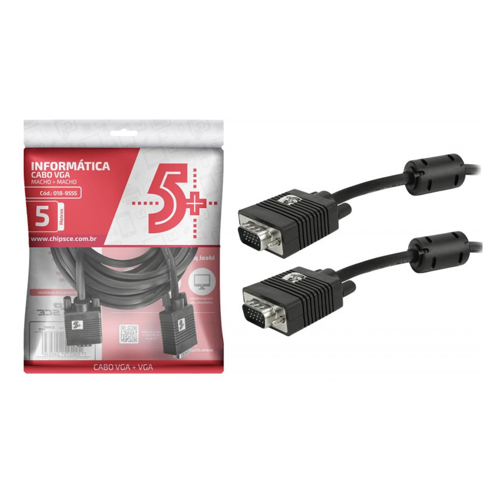 Cabo Vga + Vga Com Filtro Preto 018-9555 5+