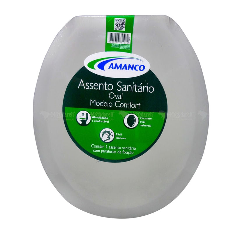 Assento Sanitário Cinza Oval Modelo Confort - Amanco