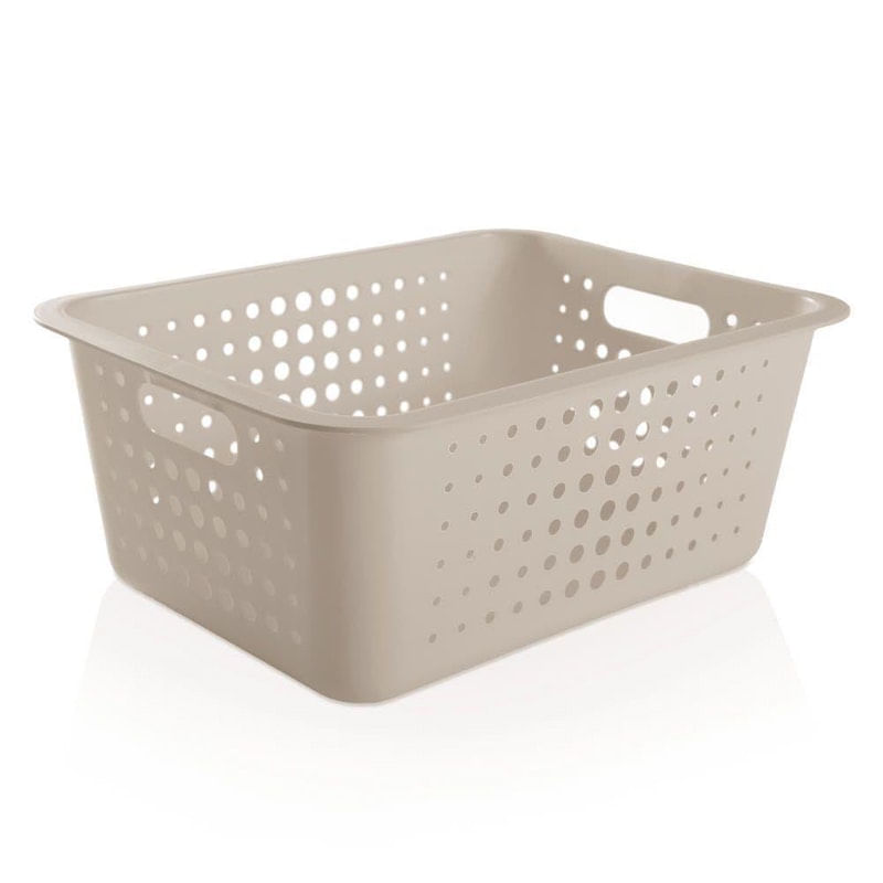 Caixa Organizadora Grande 14,5 L Bege Marca Ou