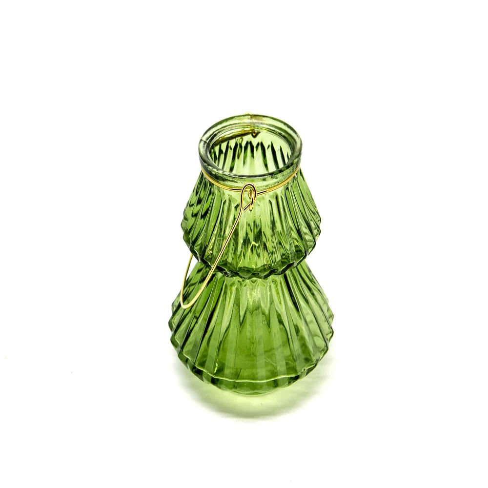 Porta Velas Decorativo Vidro Verde Com Alça