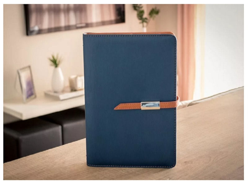 Agenda Executiva Luxo Carregador Power Bank Cinza E Verde