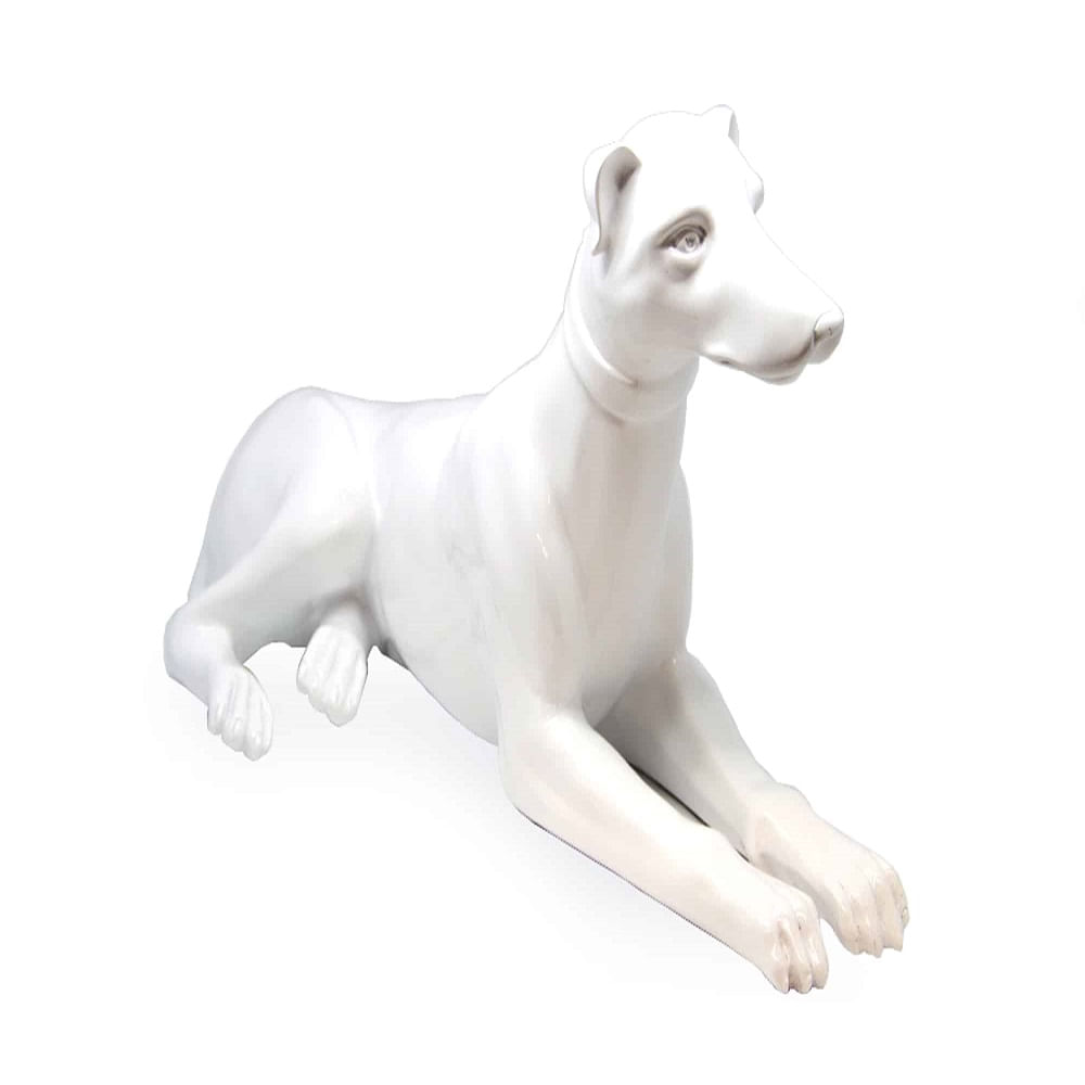 Escultura Decorativa Resina Branca Cachorro